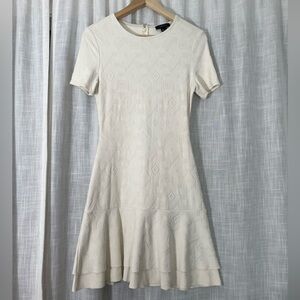 Twenty Canada Made Ivory Geometric Design Shortsleeve Party Dress Size S